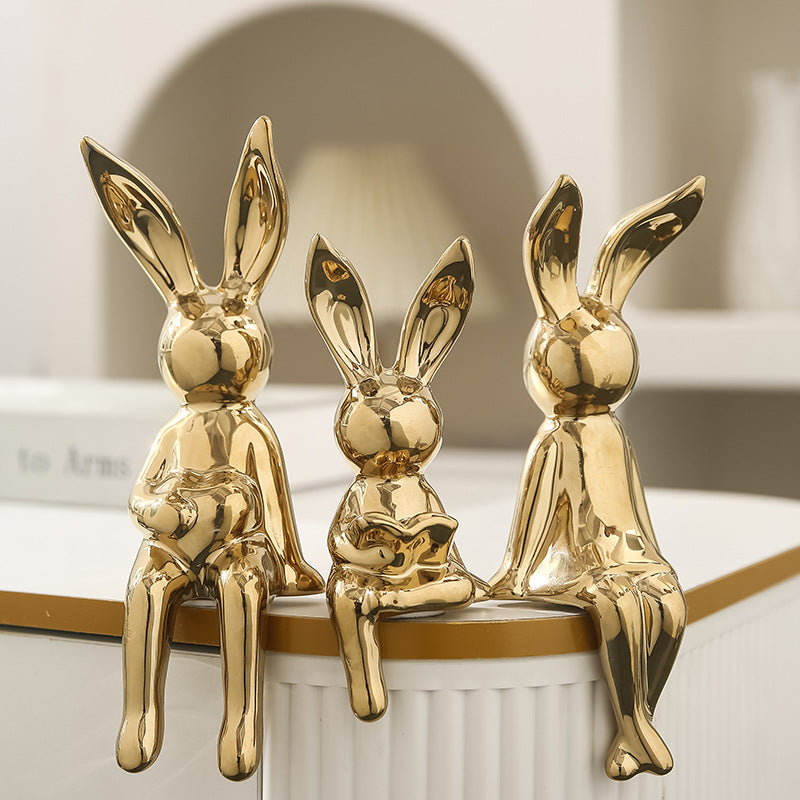 SHINY RABBIT FIGURINES